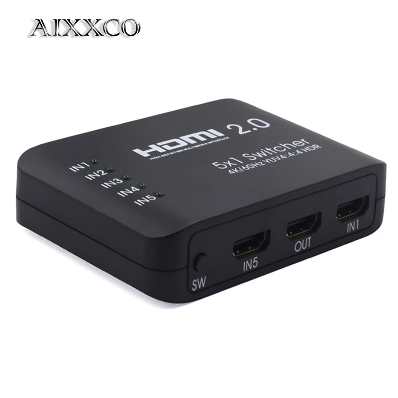 AIXXCO Mini 4K 3 входа 1 выход HDMI 2,0 коммутатор 3x1 HDR HDMI коммутатор Аудио экстрактор с ИК-управлением для PS4 DVD tv HD tv - Цвет: 5x1 Switch