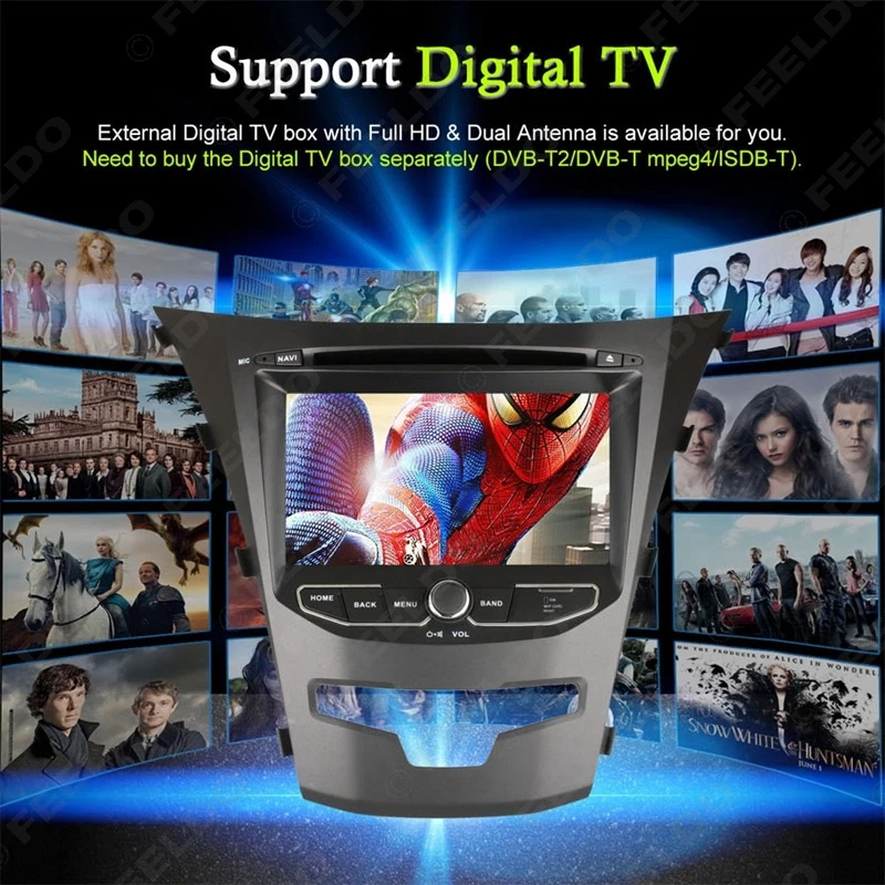 Top FEELDO 7" inch Android 6.0 (64bit) DDR3 2G/16G/4G LTE Quad Core Car DVD GPS Radio Head Unit For SsangYong New Actyon/Korano 16