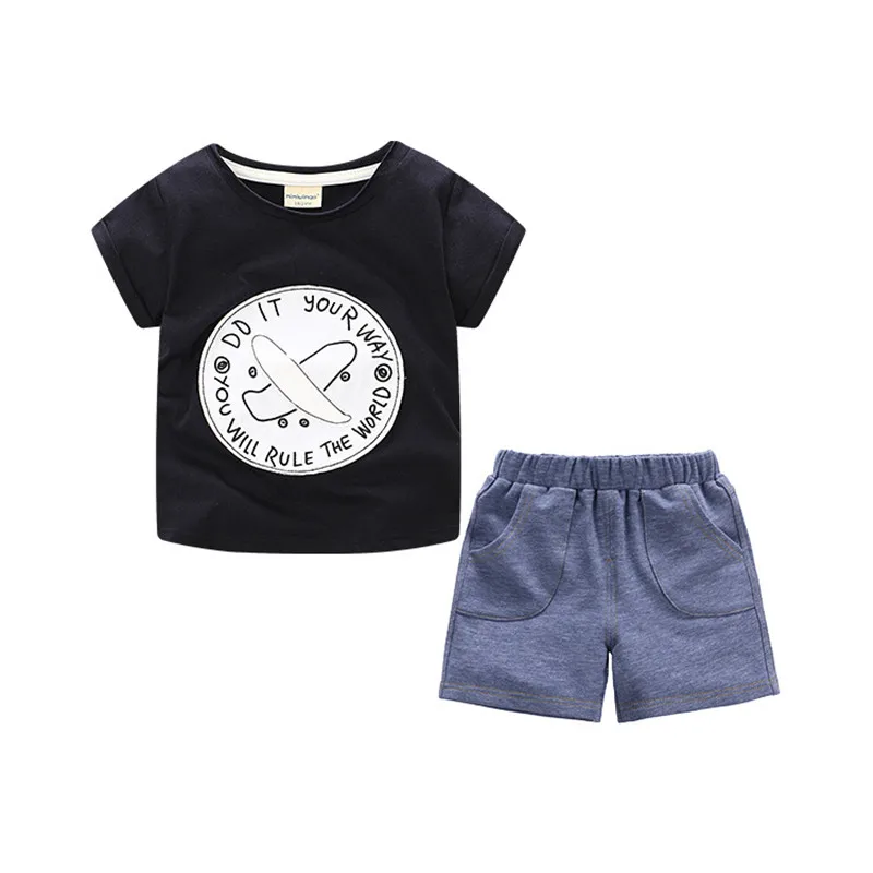 

Children's suit Pure Cotton Tide Boys' short sleeves in Summer and two pieces of Children's clothing