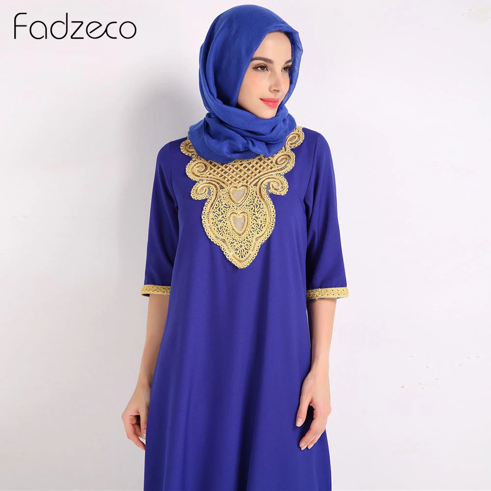 Fadzeco в африканском стиле Макси-платье с рукавами 1/2, вышивкой с разрезом свободная мусульманская одежда Ближний восточное платье Исламская