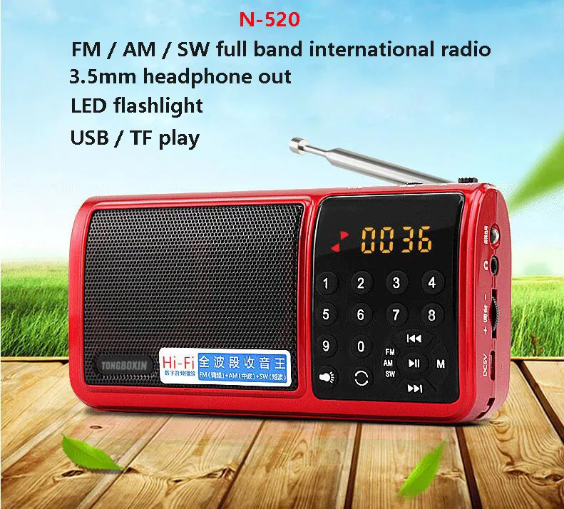 Самая низкая цена Sast n520 цифровой мир full band fm am sw радио мини TF USB MP3 Диктор Портативный СВЕТОДИОДНЫЙ Фонарик С 18650 Аккумулятор