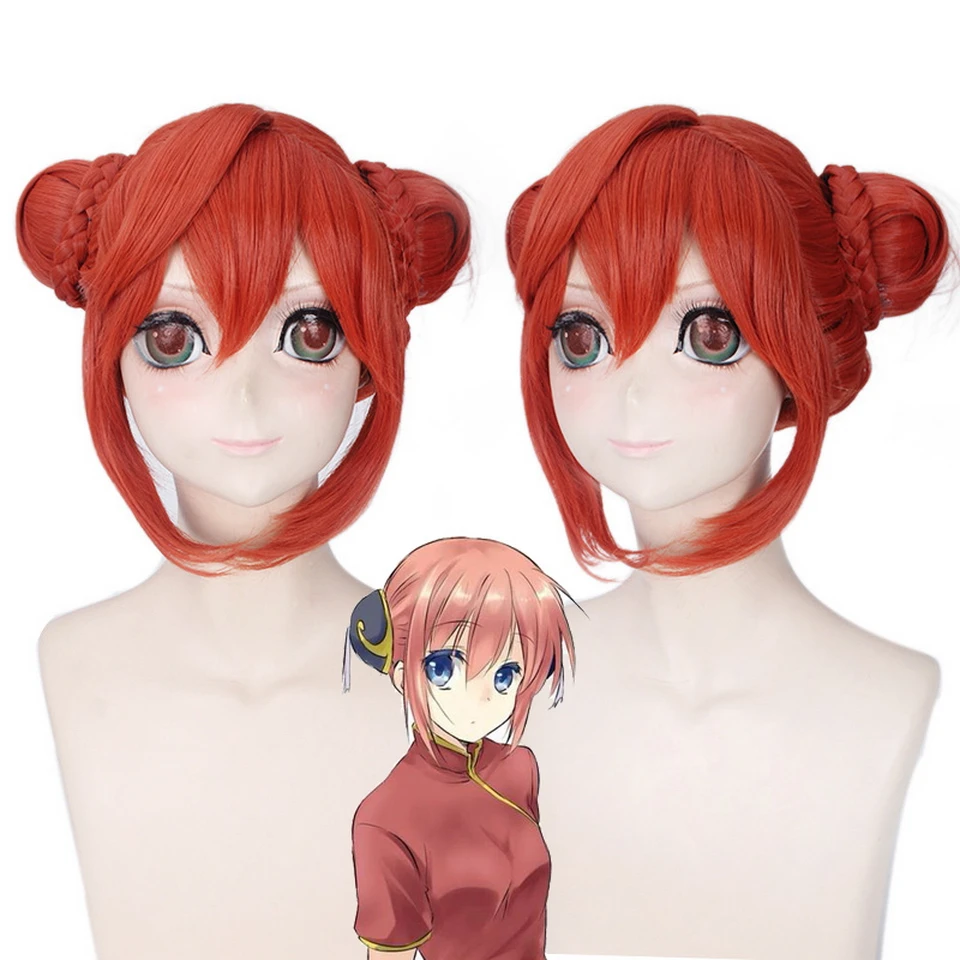 Yiyaobessショートオレンジ銀魂神楽コスプレウィッグ前髪2合成シニョン用女性 合成なしのレースのかつら Aliexpress