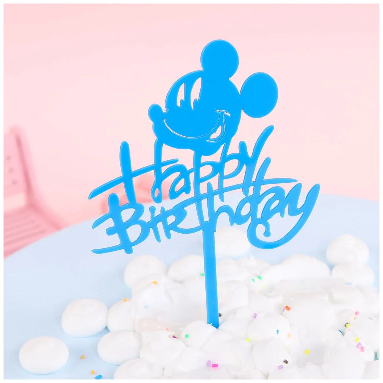 Микки Маус акриловые буквы Топпер для торта «С Днем Рождения» Золотой Серебряный Торт Топ флаг украшение вечеринка для мальчика день рождение свадебные принадлежности