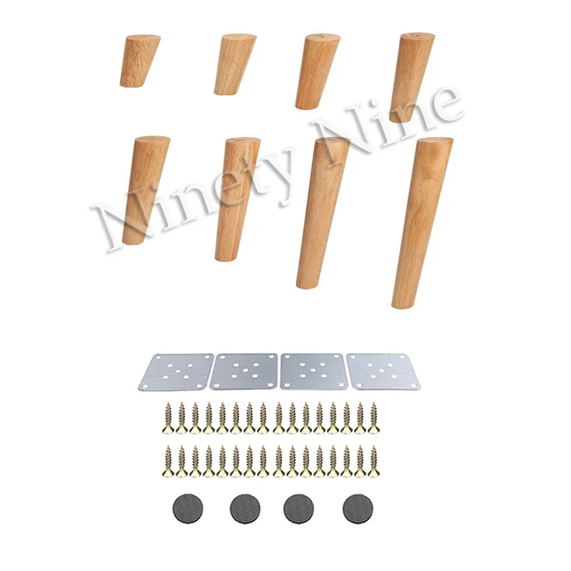 4pcs/Lot Solid Wood Furniture Legs, Inclined Cone Sofa Bed Cabinet Table and Chair Replacement Feet Sloping