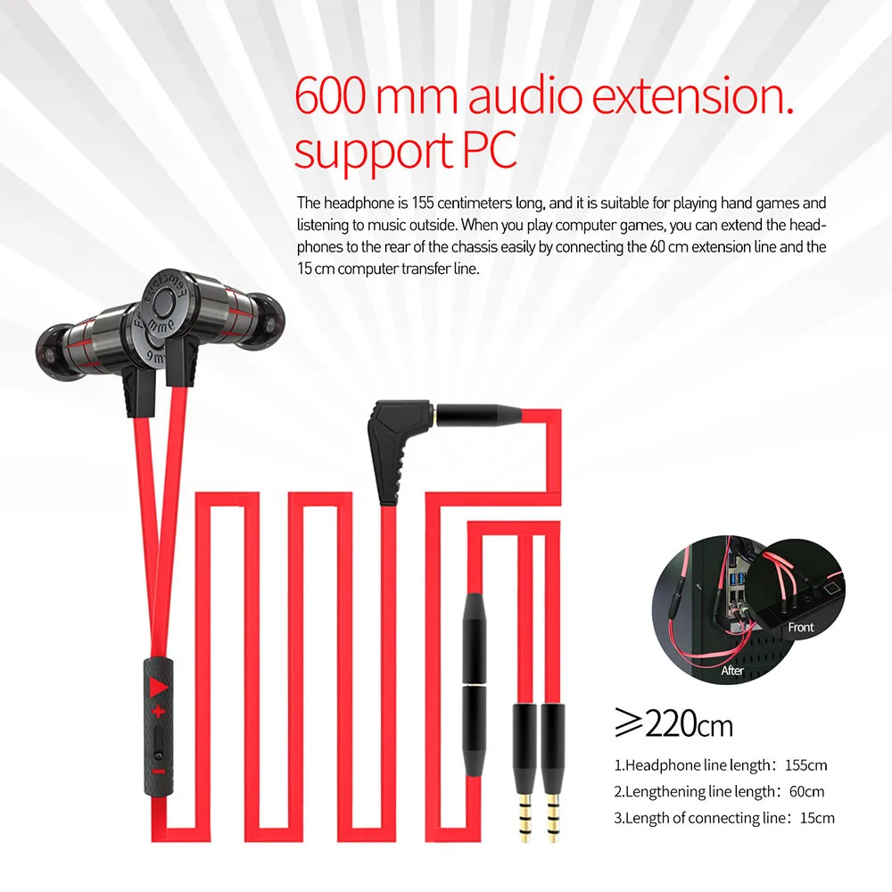 PLEXTONE G25 In-ear Gaming Earphones Stereo Headset Magnetic With Mic Wired Bass Earbuds for Computer Phone Sport (6)