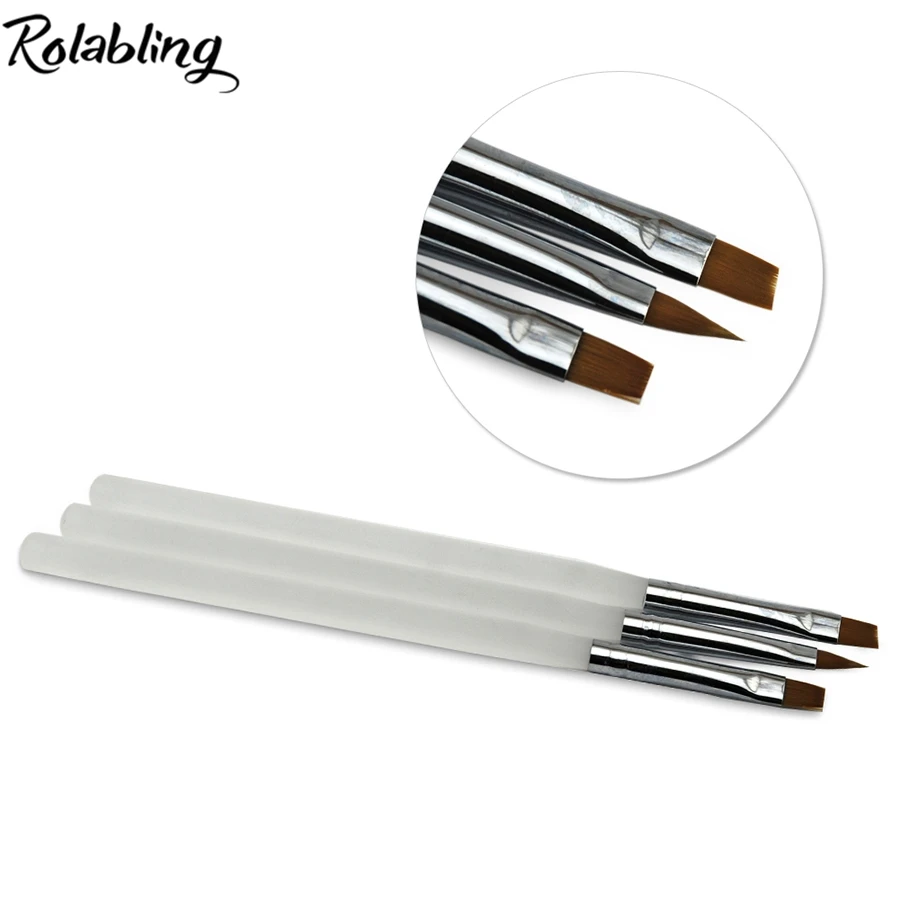 

3pcs/set Sharp & Flat & Tilted Head Nail Art Acrylic UV Gel Salon Pens Flat Brushes Kit Nail Art Brush Tools Nail Acrylic Brush