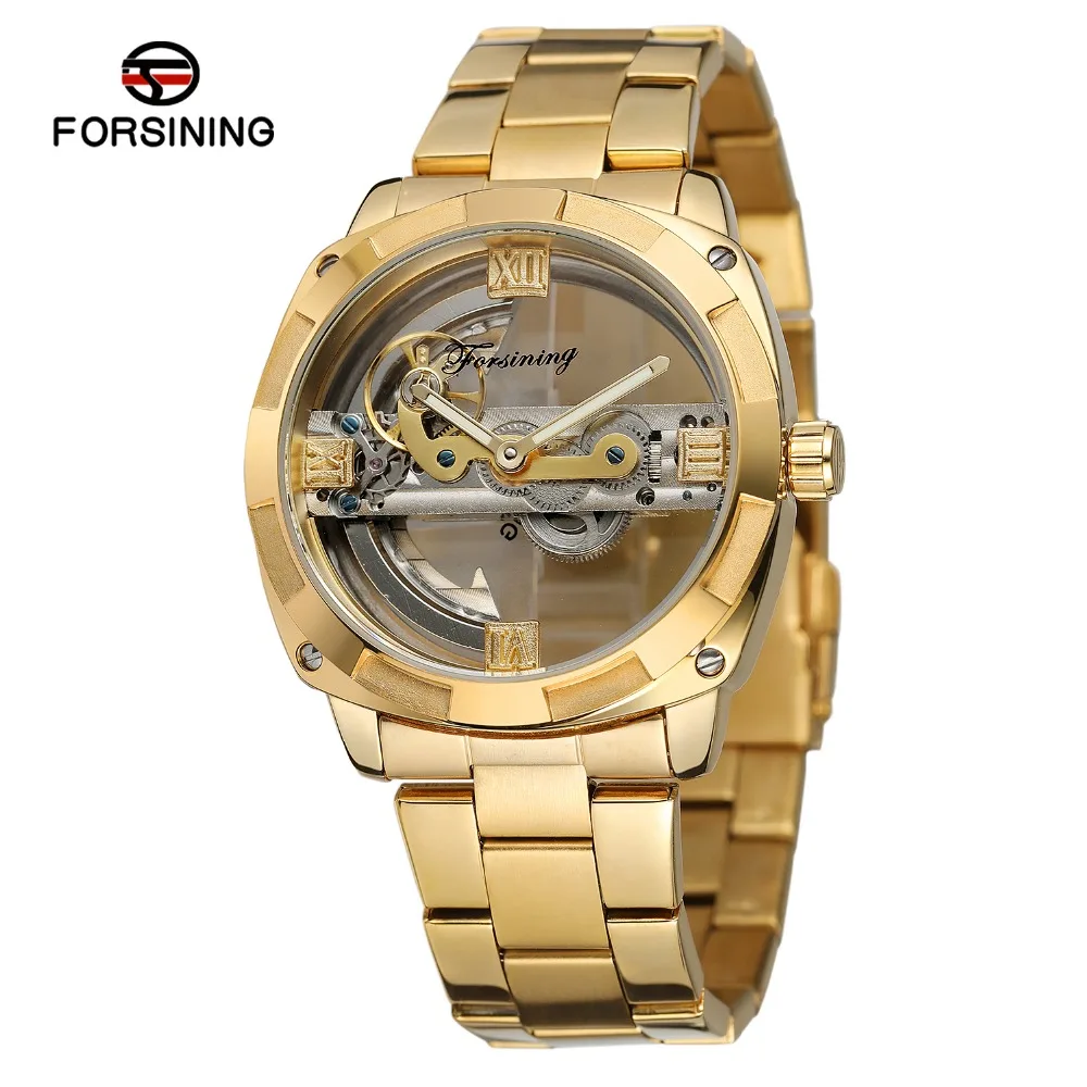 

Forsining Fashion Skeleton Men's Mechanical Military Automatic Stainless Steel Strap Casual Wristwatch + Box