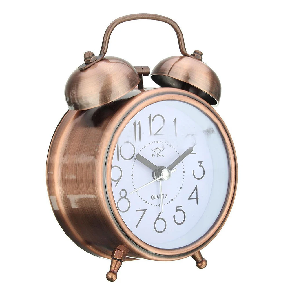 Classic Silent Metal Double Bell Alarm Clock Quartz Movement Bedside