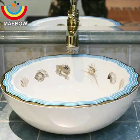 Us 213 25 50 Off Marine Style Round Thick Bowl Sink Lavobo Ceramic Bathroom Countertop Bathroom Sink In Bathroom Sinks From Home Improvement On