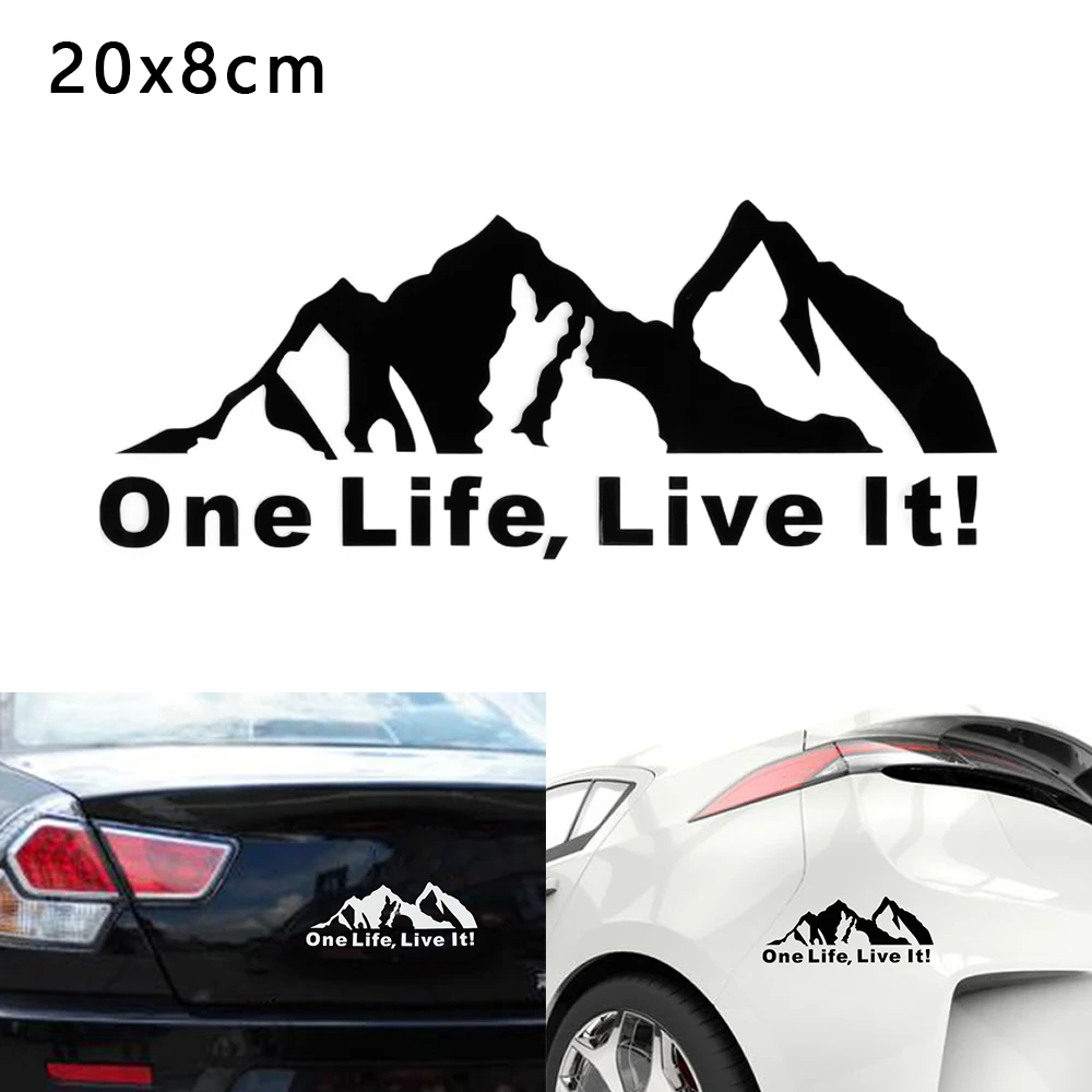 Off Road Mountain Silhouette Car Sticker Window PET Decals YZ ONE LIFE LIVE IT