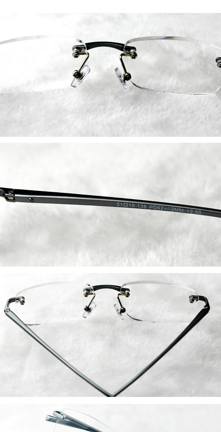 Очки для чтения мужские зеркальные очки для чтения без оправы очки для чтения + 1,0 + 1,5 + 2,0 + 2,5 + 3,0 + 3,5 + 4,0 + + EV1043