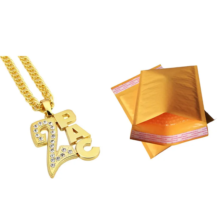 Мужские и женские золотые 2PAC Подвески Bling украшения в подарок на год хрустальные ожерелья хип хоп Шарм Франко 31,5 Дюймов цепи - Окраска металла: Gold