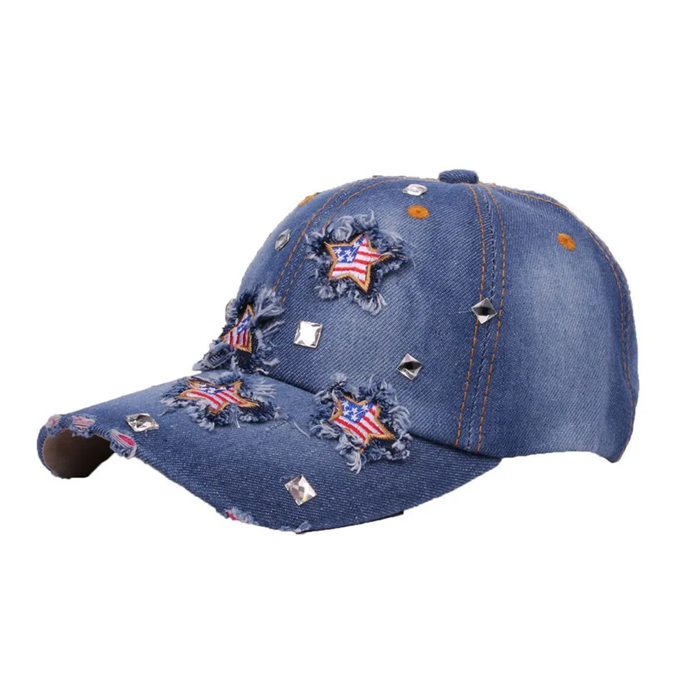 Adult Unisex Jeans Cap Adjustable Hat Cartoon Art Basketball Cotton Denim