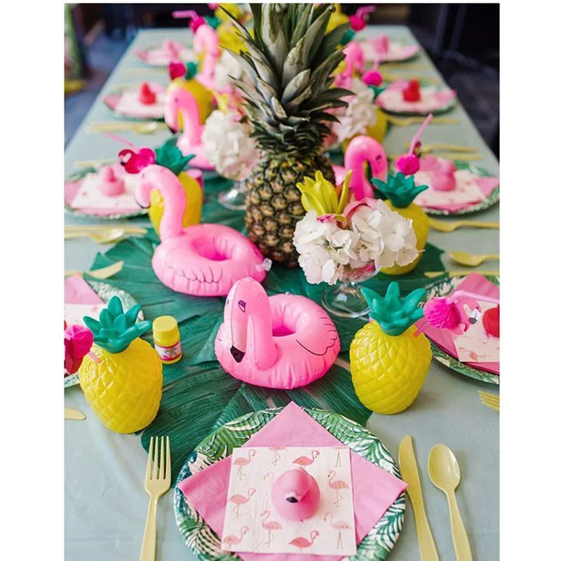 WEIGAO Flamingo Theme Party Decor Pineapple Flamingo Foil Balloons Tropical Luau Aloha Paper Banner Summer Hawaiian Party Decor