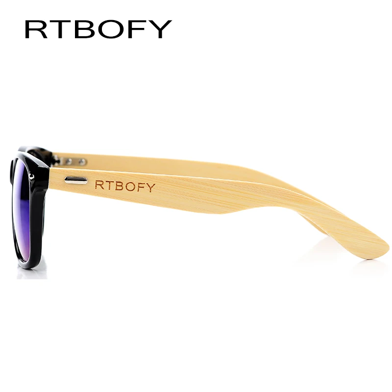 RTBOFY деревянные солнцезащитные очки мужские бамбуковые фирменный дизайн Золотые