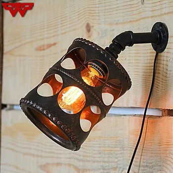 

European Retro Fine Twisted Empty Light Bar Cafe Home Metal Pipe Wall Light Water pipe wall light Petal lamp free shipping