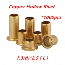 1000 PCS M1.3 (d) * 2.5 (L) de cobre oco rebite rebites tubulares de circuito double-sided placa PCB vias unhas