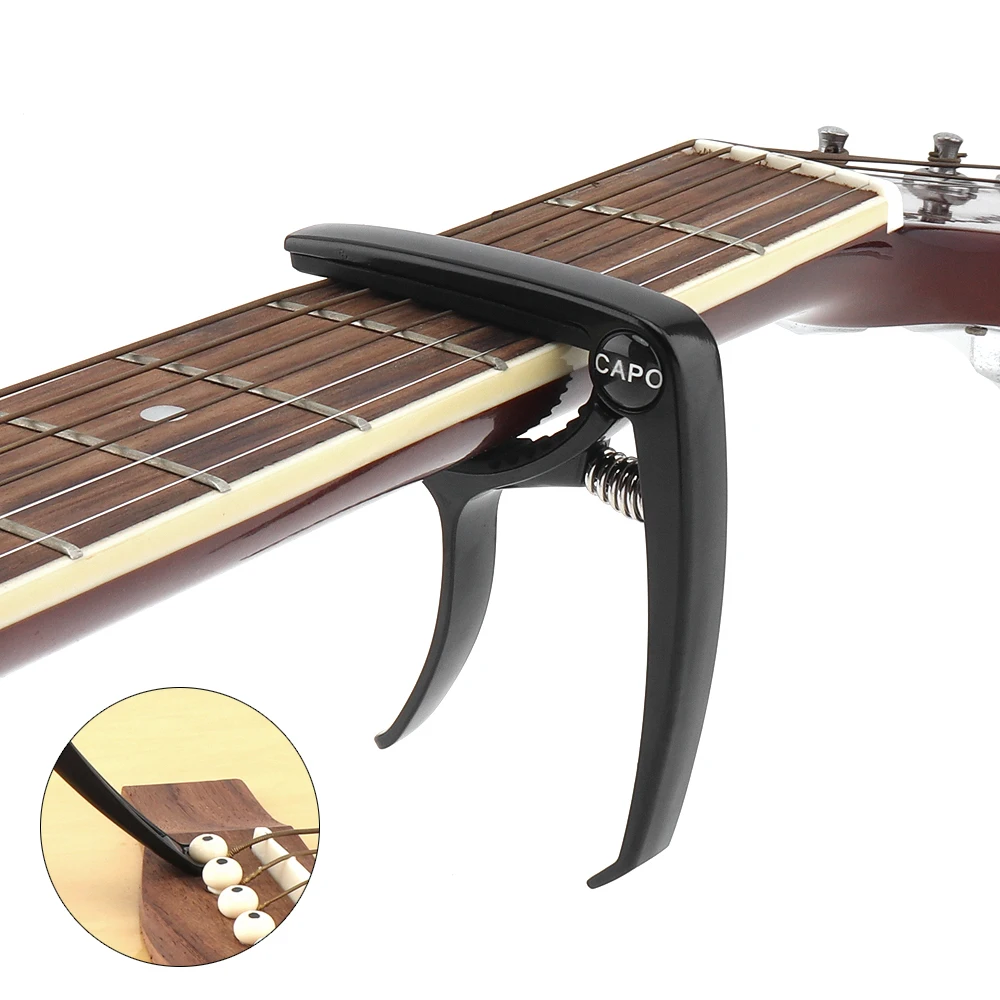 Cejilla de guitarra portátil aleación de aluminio, Metal con extractor de pasadores para guitarra, ukelele, afinación con una mano, sujeción rápida - Deportes y