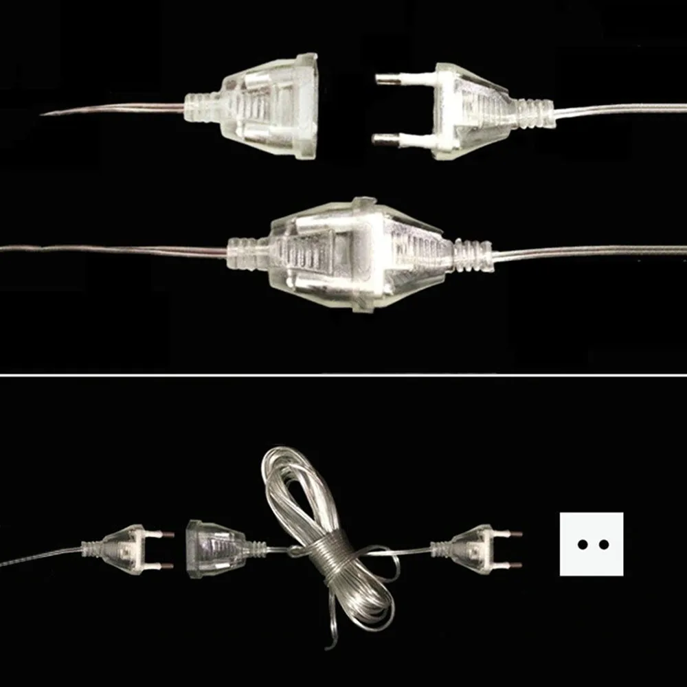 5M Extended Wire EU US Plug For Light String LED Strings Fairy Garland Lamps Wedding Home Garden Decoration