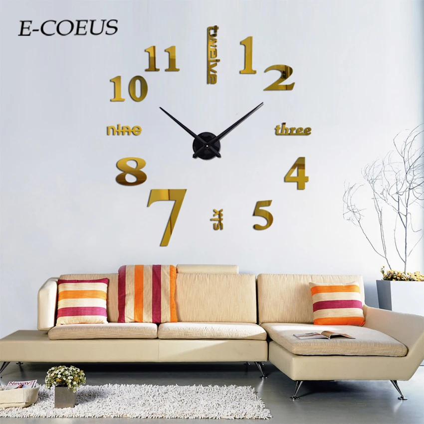 

New Classic Silver Gold Black Hands Quartz Single Face Wall clock Creative Wall Sticker 3D Corridor Decorative Wall Clocks