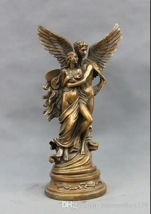 

Western Bronze carving Cupid God of love and beauty belle Art statue