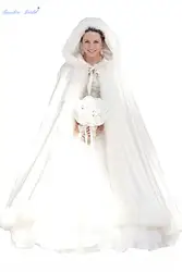 Сапфир Свадебный женский элегантный белый искусственный мех Свадебная накидка длинный поезд зимнее пальто Свадебная шаль накидка один
