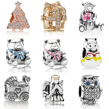 

Authentic 925 Sterling Silver Charm Bear Owl Angel Glaze Crystal Beads For Original Pandora Charm Bracelets & Bangles Jewelry