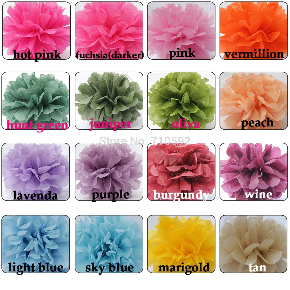 

6 pcs 6"(15cm)Solid Color Tissue Paper Pom Poms Decorations Flower Wedding/Birthday/Tea Party/Baby Shower Decorative Supplies