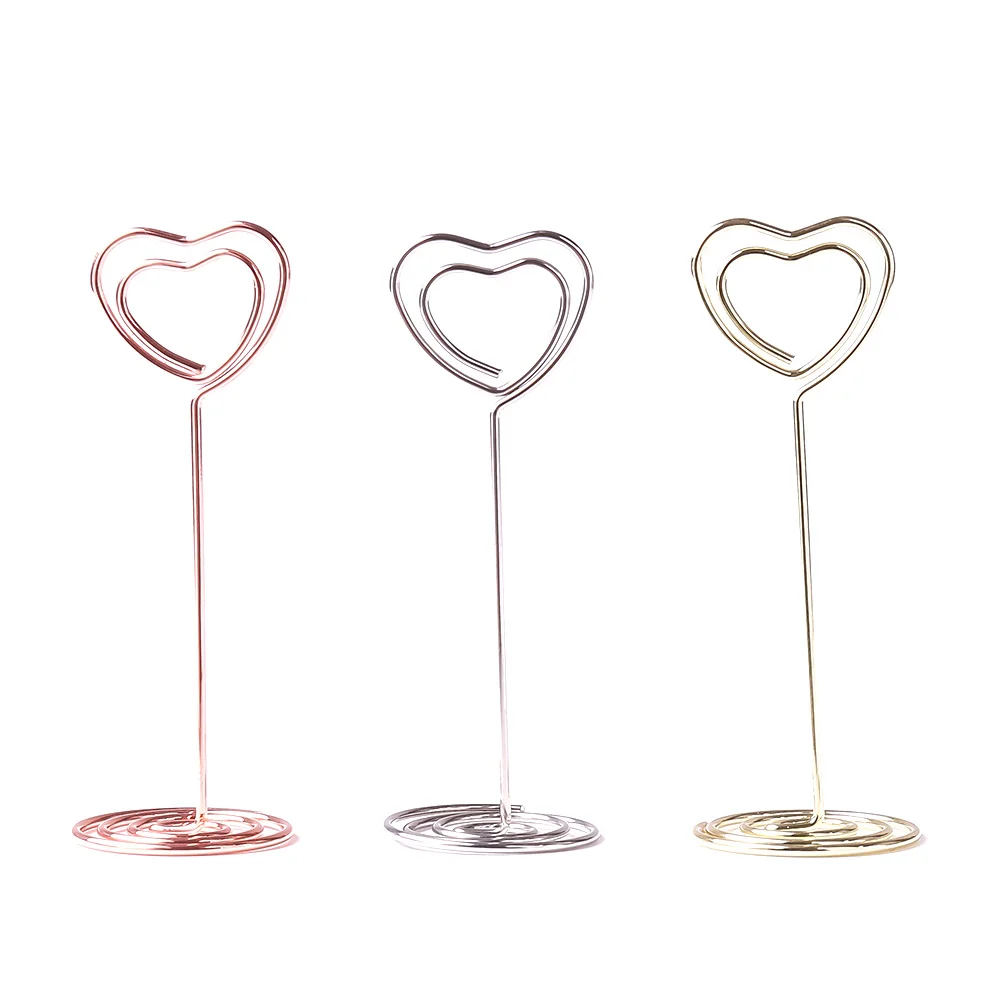 

New Wedding Favors Place Card Holder Heart Shape Clips notes folder message clips Table Photo Memo Number Name Clips