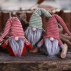 Рождественская полосатая Кепка безликая кукла маленькая декоративная фигурка скандинавский гном сидящий старый человек куклы