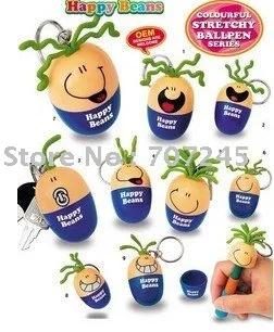 

50pc/lot Peas doll retractable pen/egg telescopic novelty cartoon pen/funny pen/creative stiatonery/student prize