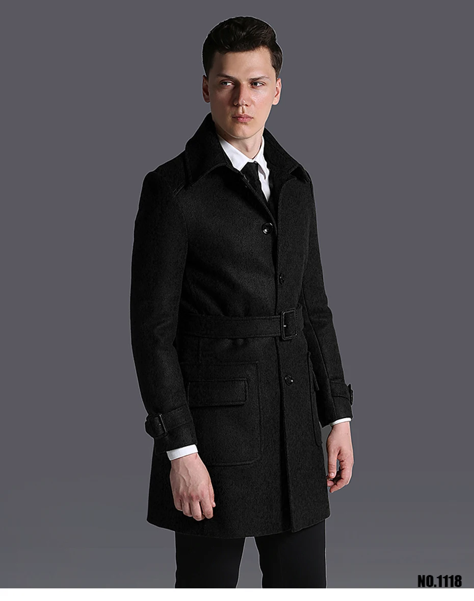 Осенне-зимнее шерстяное пальто Мужская куртка из шерсти модное пальто Высокое качество большое пальто размера плюс s-6XL #18069 holyrising