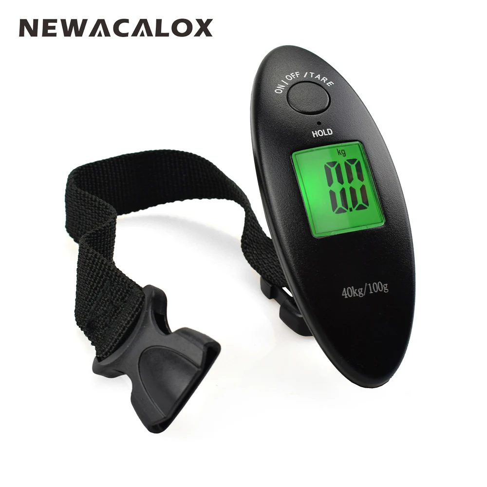 

NEWACALOX 40kg x 100g Mini Digital Scale for Fishing Luggage Travel Weighing Steelyard LCD Hanging Electronic Strap Scale