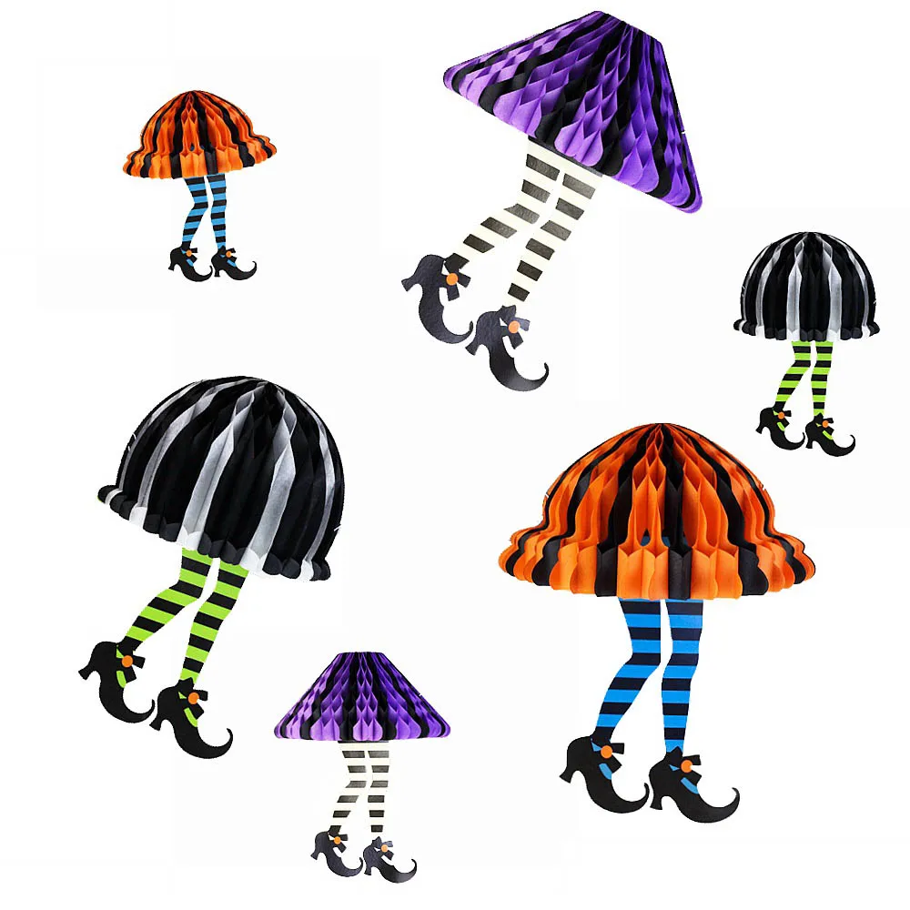 Whimsical Halloween Honeycomb Witch Legs Socks Wit...