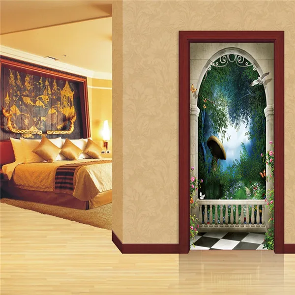 77*200 см 3D бамбуковые деревянные двери стикер ПВХ самоклеющиеся двери обои для гостиной спальни DIY Домашний Декор водонепроницаемый плакат - Цвет: nm10