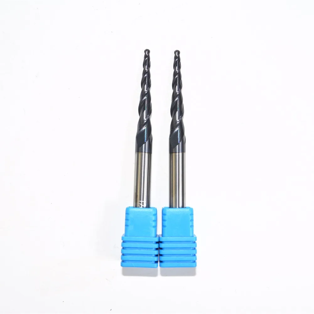 2PCS-6mm* R0.75* 30,5* 75L, CNC сплав TiALN карбида вольфрама с покрытием Алюминий нитрид Титан, деревообработка конические фрезы, 2 флейт конусности со сферическим фреза