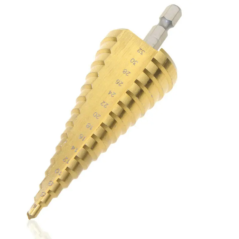 Metal-Drill-4-12-20-32mm-Step-Drill-Bit-Spiral-Flute-HSS-Steel-Cone-Titanium-Coated
