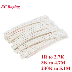 1000/420pcs 0805 SMD Resistor Resistance Assorted Kit 5% Sample Kit 240K ~5.1M 1% 3K ~ 4.7M 1% 1R ~ 2.7K Electronic Component