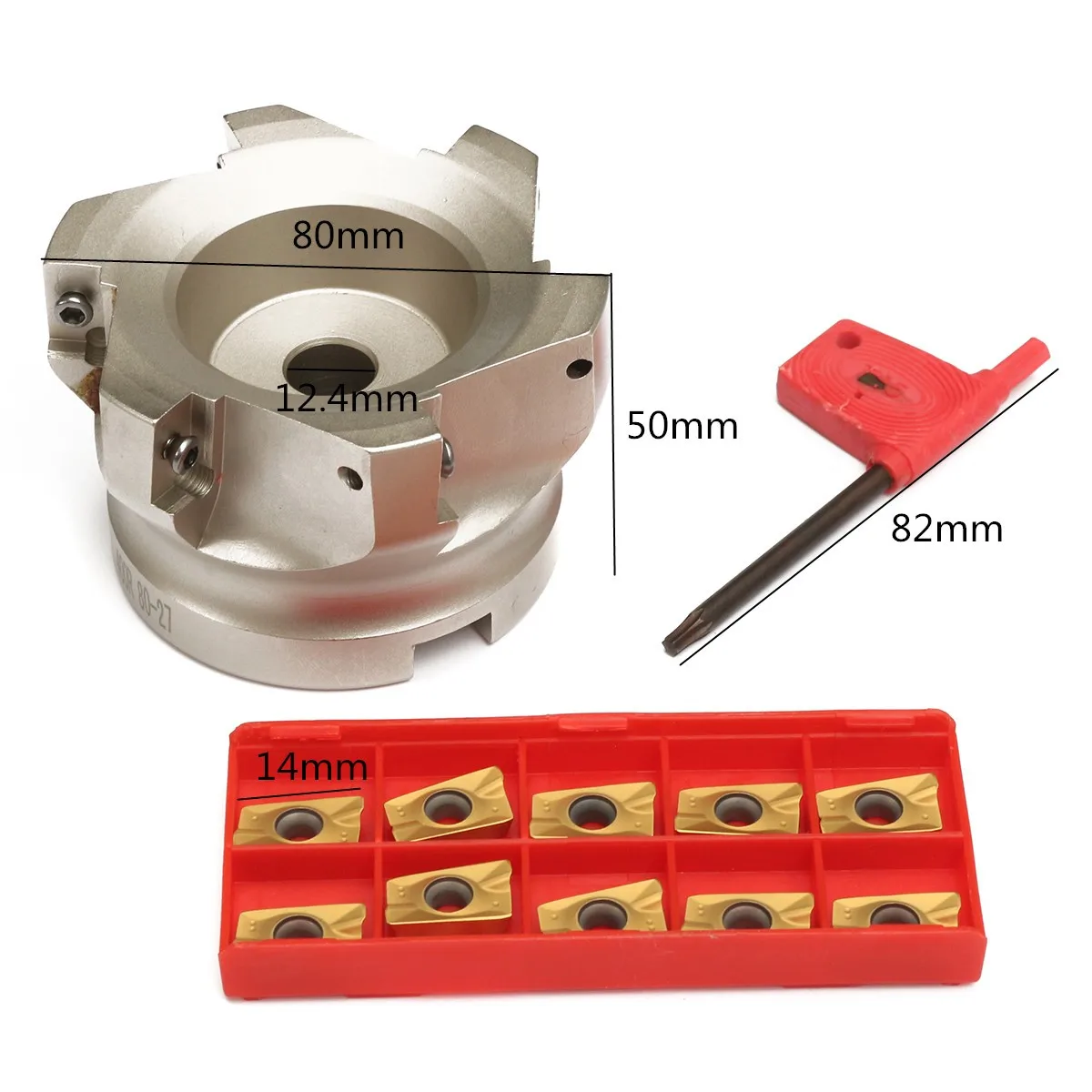 

400R-80-27-6F 6Flutes Inner Hole 400R 90 degrees Indexable CNC Face Milling Cutter +APMT1604PDER Inserts Knife + T15 Spanner