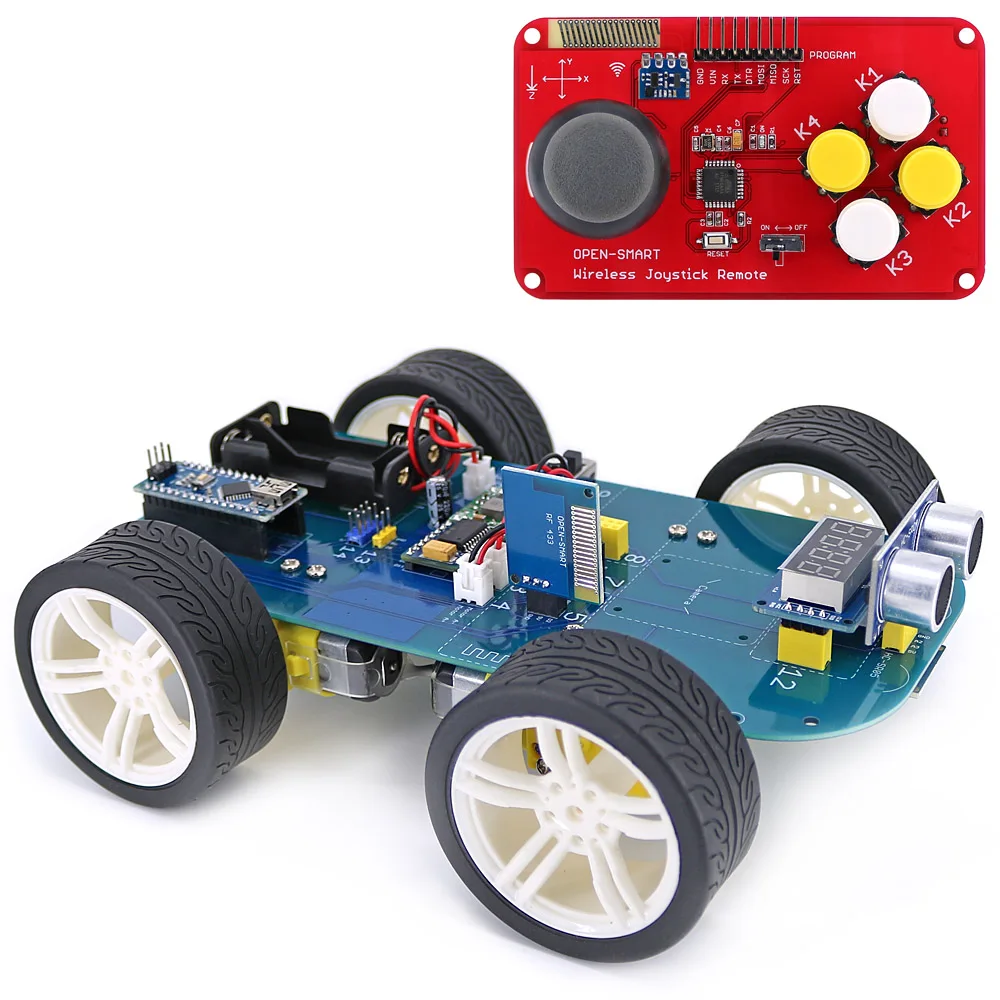 Легко Подключаемый 4WD RF LORA 433MHz беспроводной джойстик пульт дистанционного управления резиновый колесный мотор-редуктор умный автомобильный комплект для Arduino UNO R3/Nano