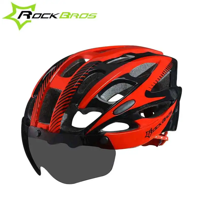 

ROCKBROS Bicycle Helmet With Lenses for men Windproof Integrally-molded 28 Vents MTB Road MTB Bicycle Helmet bicycle equipment