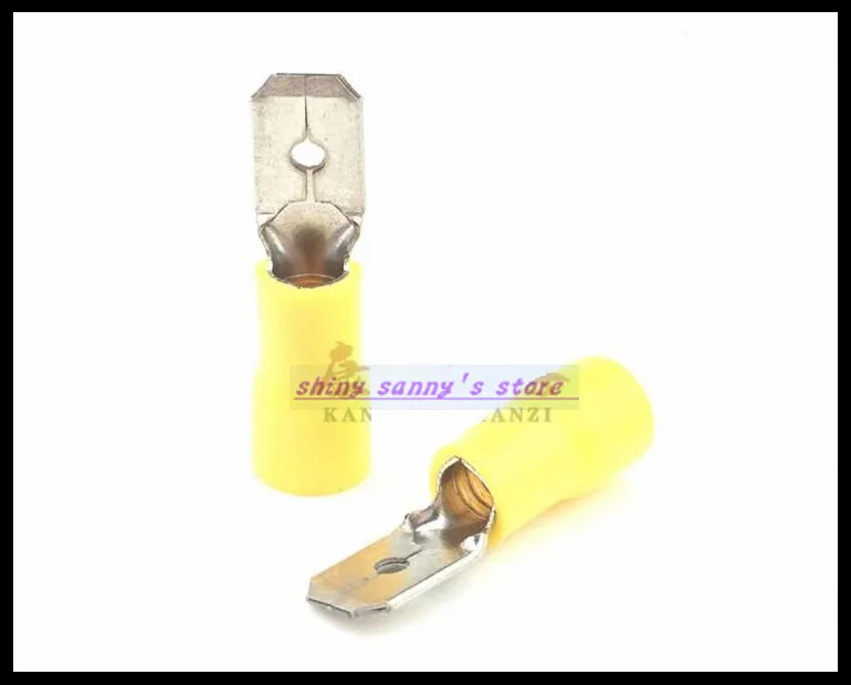 200pcs/Lot MDD5.5 250 Yellow 12 10 AWG 4 6mm2 Male Insulated Spade