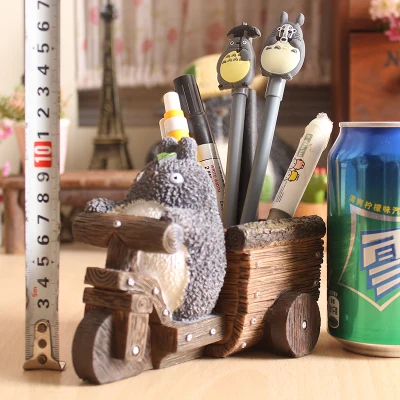 Тоторо Kawaii настольная подставка для ручек милый карандаш держатель офисный стол органайзер Подставка для канцелярских принадлежностей Полимерная ручка горшок - Цвет: Riding Trolley