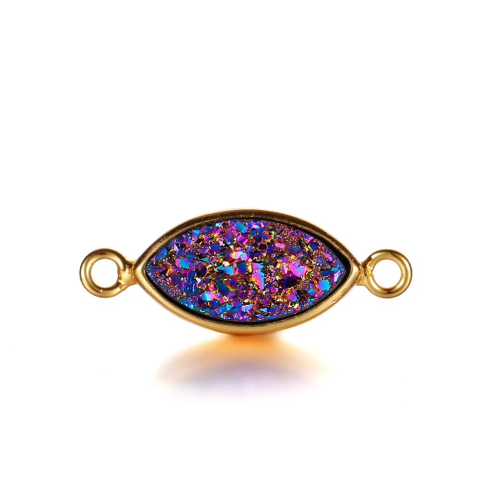 

9*20mm Natural Druzy Evil Eye Connectors Minimalism Sparkling Crystal Gold Connectors For Jewelry Making DIY Jewelry Accessories