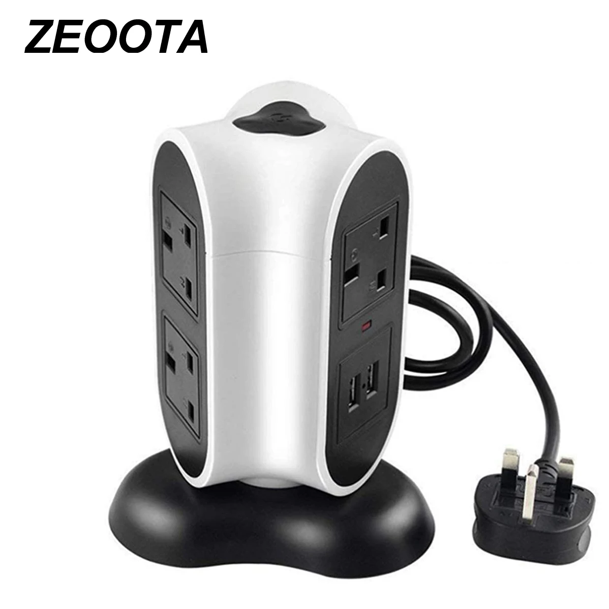 

Power Strips Socket Vertical Tower Extension Lead 5 Way UK Plug Outlets Socket with USB 2 Charging Ports 9ft Extension Cord