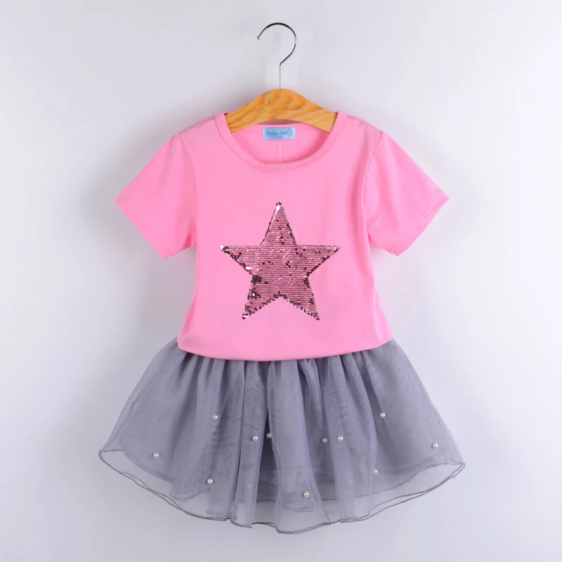 Humor Bear/Комбинированные комплекты одежды для девочек Новая летняя Модная стильная футболка+ платье комплекты одежды для девочек из 2 предметов детская одежда