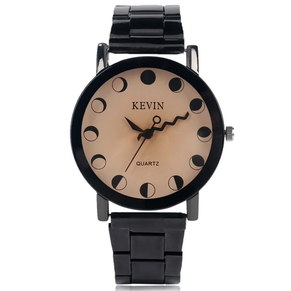 Kevin 2017 Creative Watches Sun Day Night Moon Dial Wave Black Stainless Steel Quartz Men Wristwatch Casual Women Relogio Clock (13)
