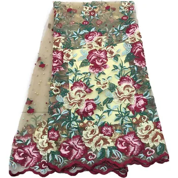 

African Tulle Lace Fabrics With Stones Embroidery Net Lace African French Lace High Quality With Beads Wedding GL79-2