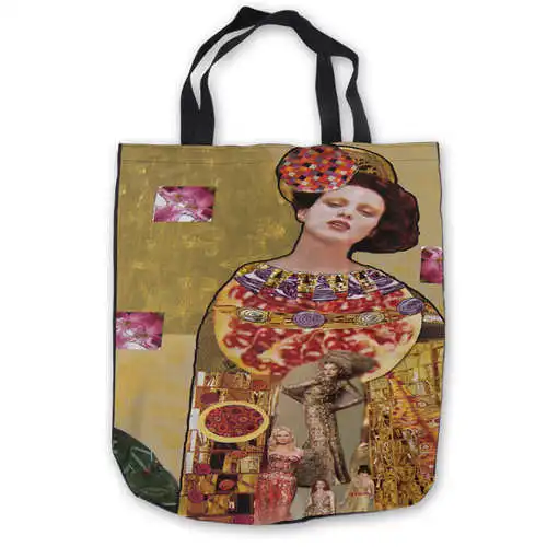 Пользовательские холст gustav-klimt-the-kiss сумка сумки повседневная хозяйственная сумка пляжные сумки Складная 180911-03-23 - Цвет: Tote Bags
