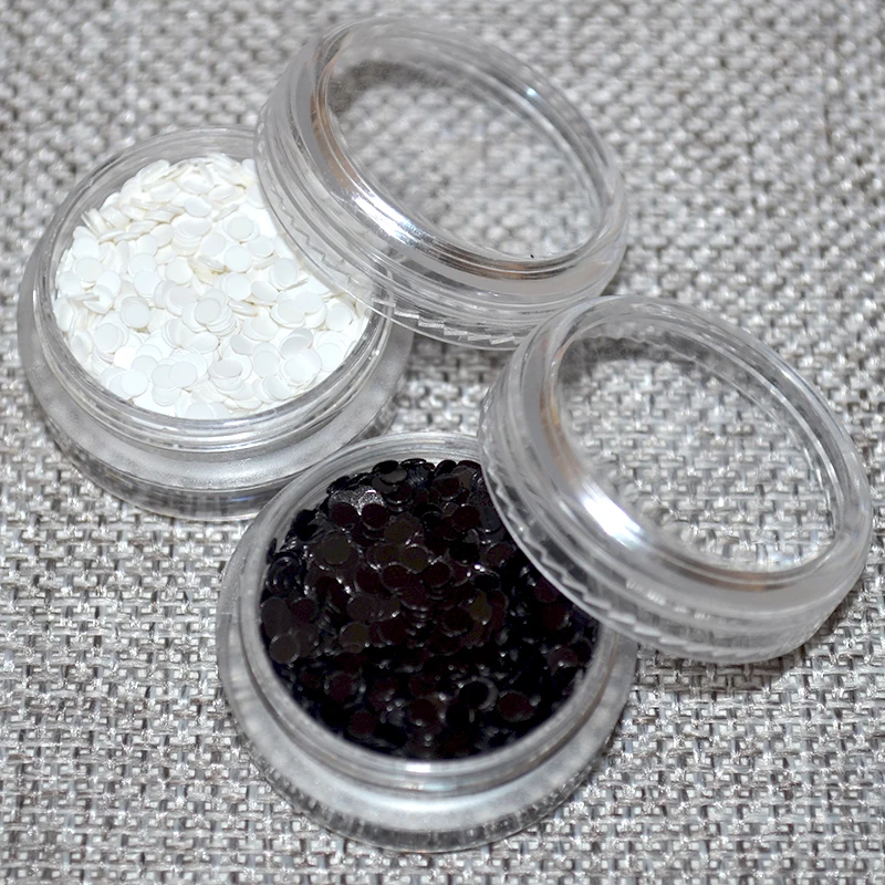 

2pcs/lot Thin Paillette black & white Mini Round Nail Art Glitter Decoration Shining Manicure Nail Tip Design gel polish
